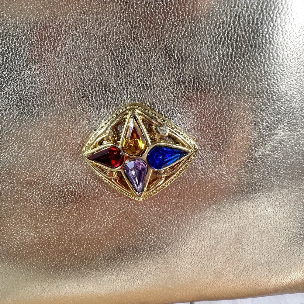 Cityside Hollywood Florida Vintage‎ Zip Clutch Purse Gold
